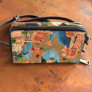 Patricia Nash Pertina Coin Wallet/ Crossbody French Riviera Printed Leather NWOT